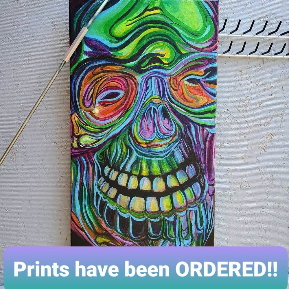 Print of "Psychedelic Skull #1" Acrylic Painting